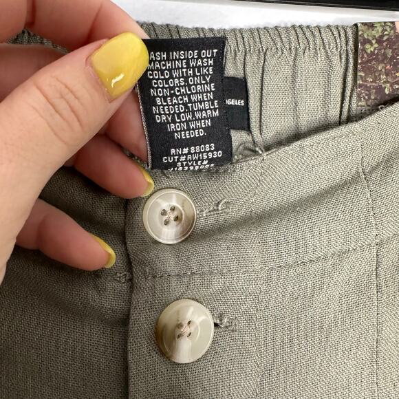 Rewash Women's Olive Green Button Fly High Rise Wide Leg Linen Blend Pants S NWT - Picture 7 of 10